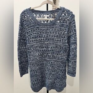 Croft & Barrow Women's Navy Crochet Sweater